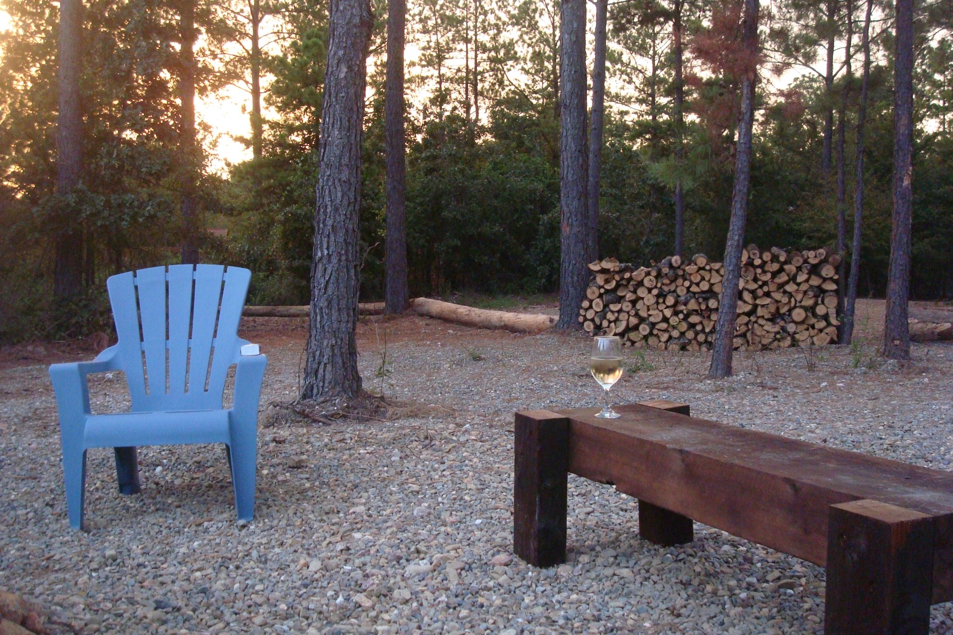 Glass of Wine at Sunset at Pine Knot Cabins